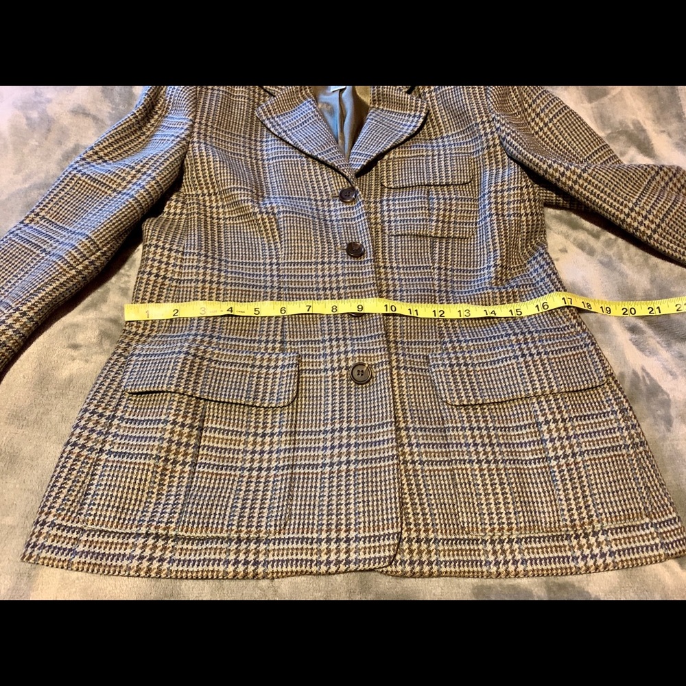 Talbots olive plaid wool blazer size 4 - Picture 5 of 8